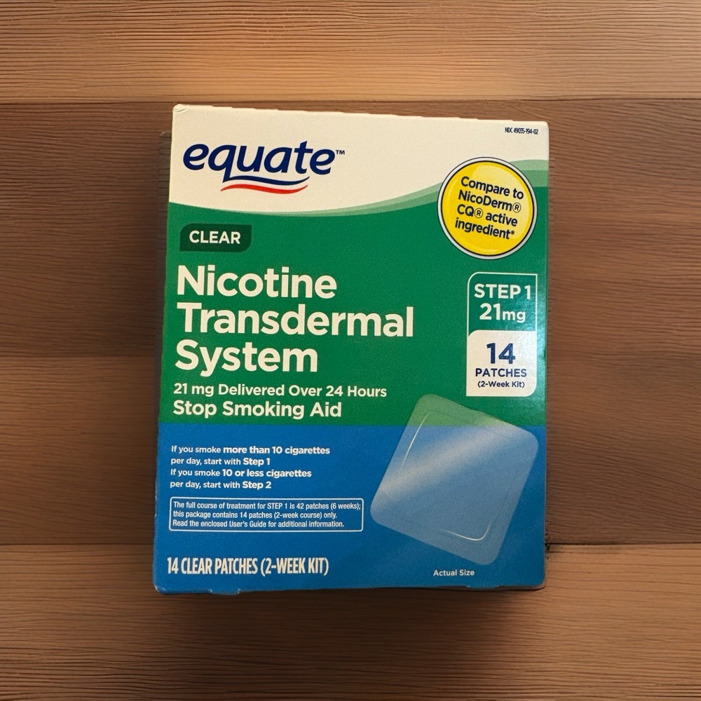 Equate Nicotine Transdermal System  Step 1 Clear 21 mg 14 Patches